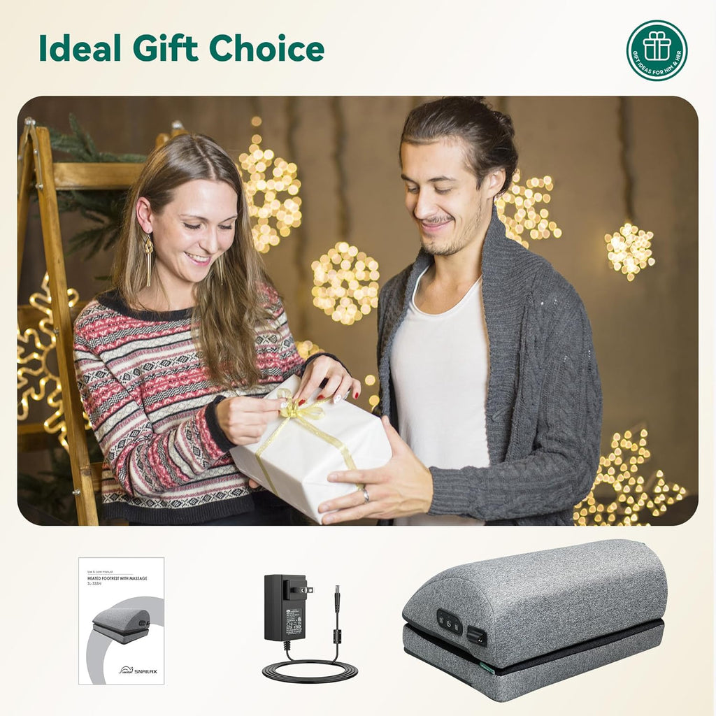 Heated Foot Rest Under Desk at Work, Desk Foot Stool with Heat & Vibration Massage, Adjustable Height, 2 Heat Levels Foot Warmer